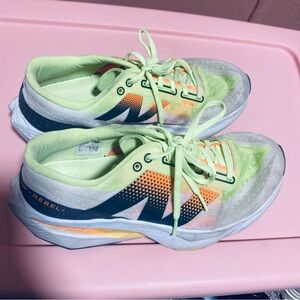 New Balance Womens Rebel Racing Neon Green and Orange Sneakers